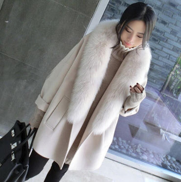 Korean Large Size  Blended Parker Coats Autumn Winter Overcoat