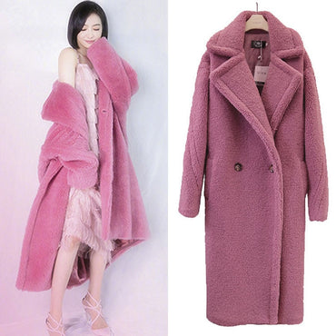 Coat New Lamb Hair Large Size Wool Coat Thick Long Section