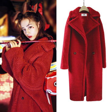 Coat New Lamb Hair Large Size Wool Coat Thick Long Section