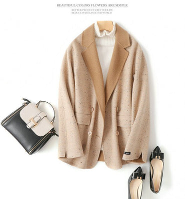 Alpaca Warm Winter Women Wool Short Coat Office Lady Slim