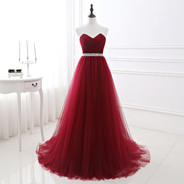 Evening Dress Formal Tulle Dresses Sweetheart Beaded Prom Dress