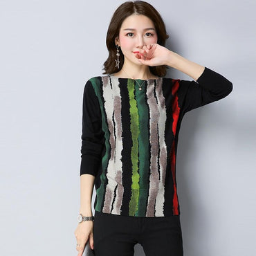 YISU Autumn Wool Striped Print Knitwear Warm Knitted Sweaters