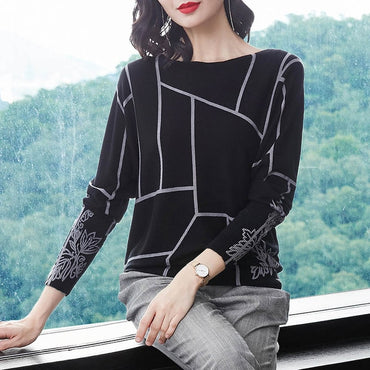 YISU Geometry Sweater Long Sleeve Jumpers Knitwear Knitted