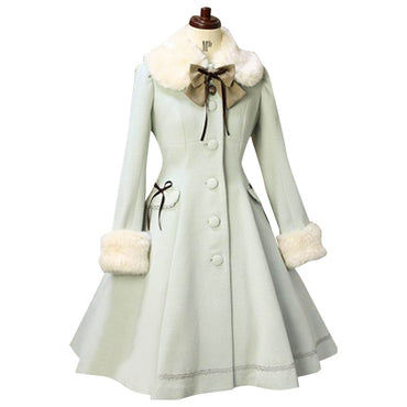 Lolita Winter Coat Sweet Fur Collared  Women's Long Coat Custom