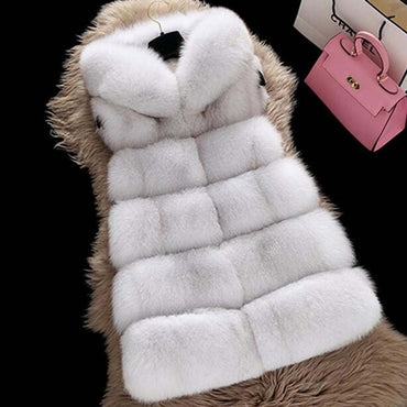 n New Faux Fur Vest Women Hooded Artificial Fox Fur Large Jacket