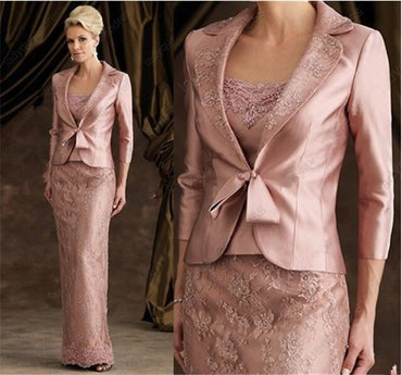 Elegent Sheath Lace Stain Long Sleeve Mother Of The Bride Dresses