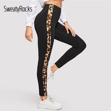 SweatyRocks  Leopard High Waist Skinny Leggings  Athleisure