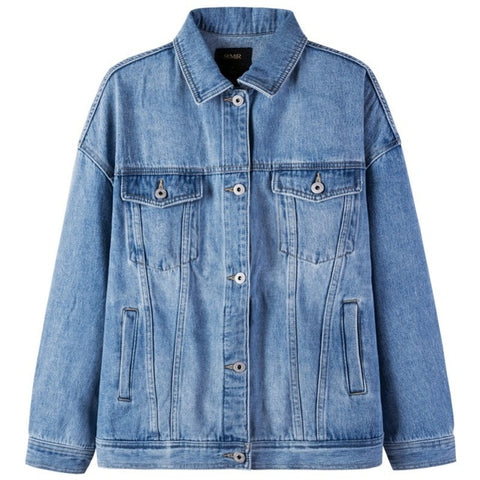 SEMIR Oversized Denim Jacket with Chest Pocket & Slant Pocket