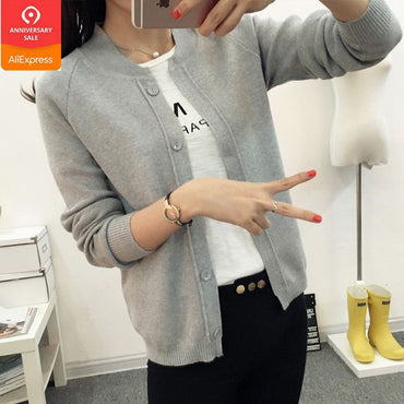 OHCLOTHING Female Knit Cardigan Sweater Coat Short Female