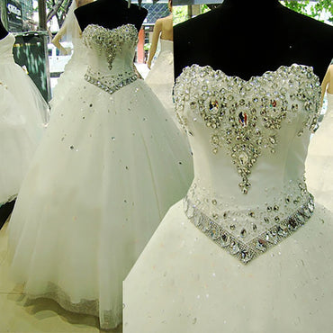 New Vestido De Noiva Crystal  Rhinestone Wedding Dress Bridal