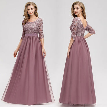 A-Line Half Sleeve  Appliques Elegant Women Evening Gowns