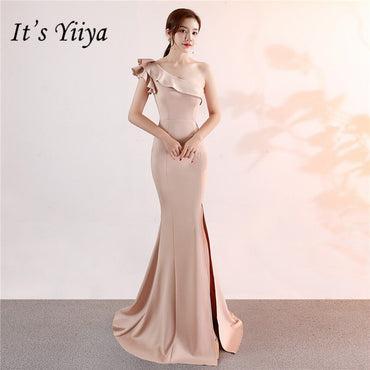 Sleeveless Elegant Floor-length Mermaid long Party Gowns Zipper