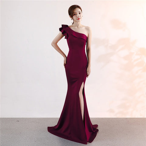 Sleeveless Elegant Floor-length Mermaid long Party Gowns Zipper