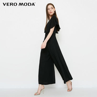 Vero Moda   Ruffled Edge Collar Cropped Wide-Leg Jumpsuit