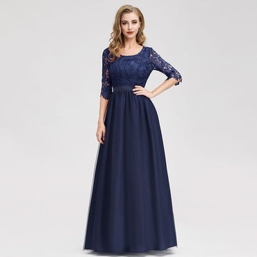 A-Line Half Sleeve  Appliques Elegant Women Evening Gowns